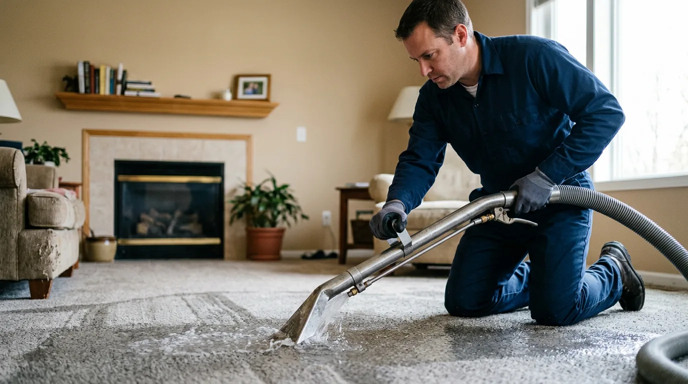 Water damage restoration technician working near Spencer, WI